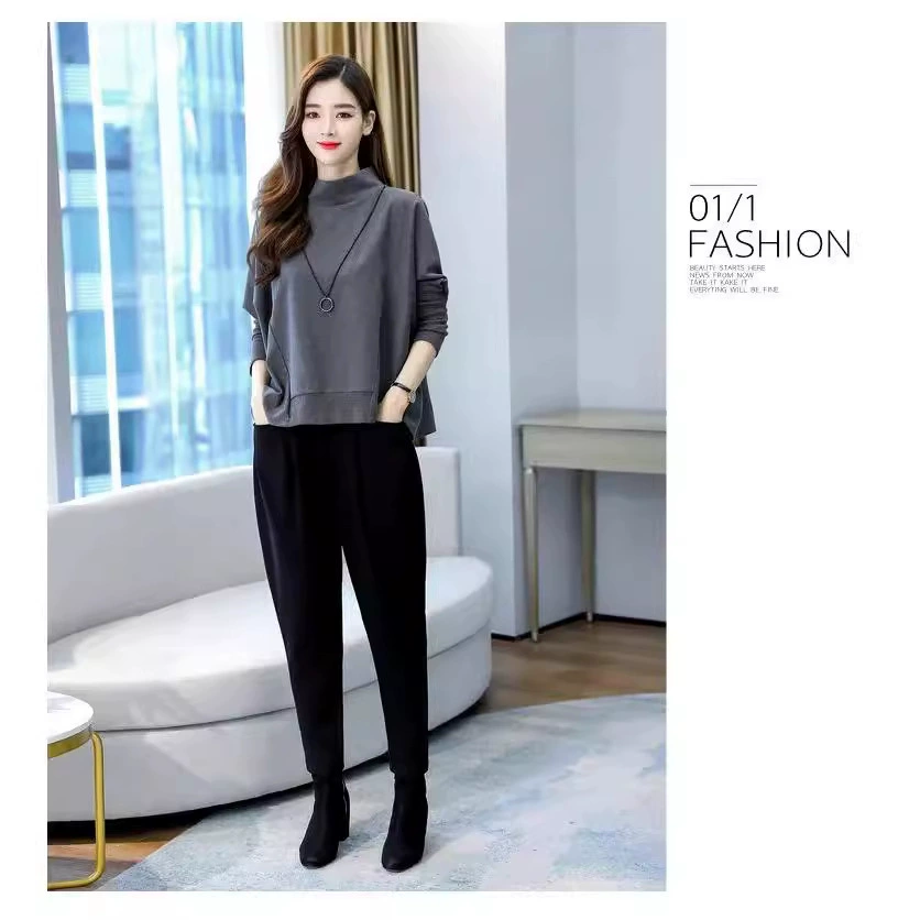 Трансграничная осень и зима 2024 новая корейская версия свободная тонкая и дикая повседневная одежда модные шаровары брюки из двух частей