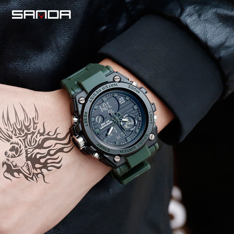 Sanda Sports Watch Male Student Junior High School Outdoor Waterproof Special Forces Cool Tactical Youth Luminous Electronic Watch