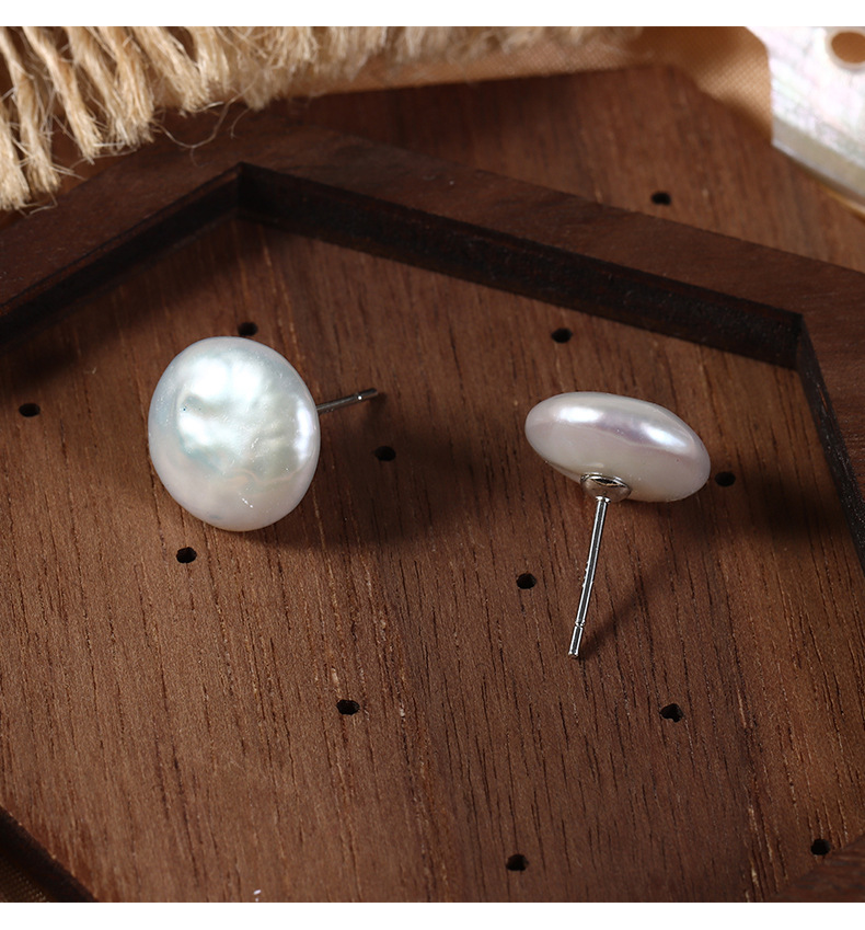 Ear Studs Classification 1 Pair Freshwater Pearl Copper Solid Color Ear Studs