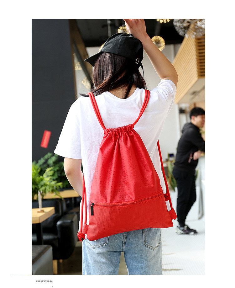 Waterproof Solid Color Casual Sports Drawstring Backpack display picture 8