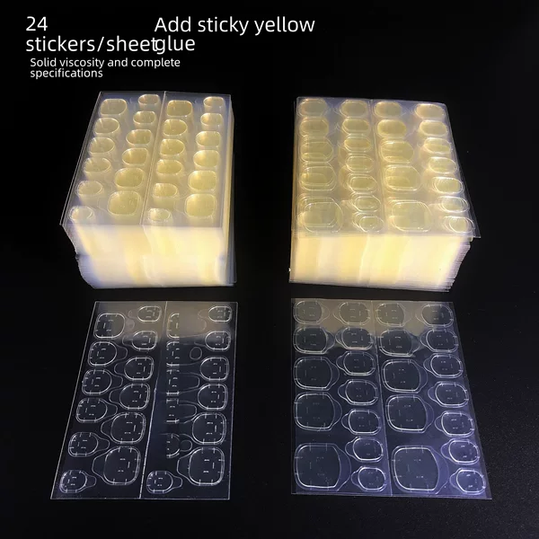 Wearing nail accessories jelly gum yellow gum plus 24 stickers fake nails double-sided tape waterproof plus yellow jelly adhesive