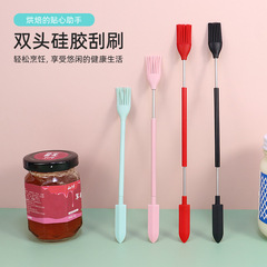 Amazon New Baking Spatula Cream Scraper Makeup Mini Silicone Scraper Spatula Retractable Oil Brush Dual-Head