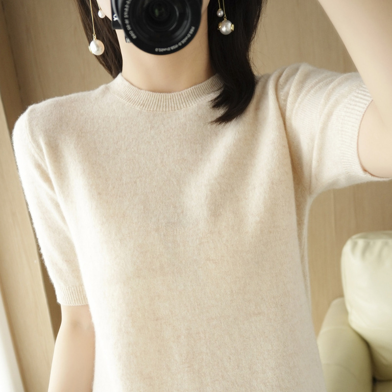 2025 Summer Style Pullover Round Neck Slim-Fit Sweater Women's Knitwear Agent Franchise Slimming and Slimming