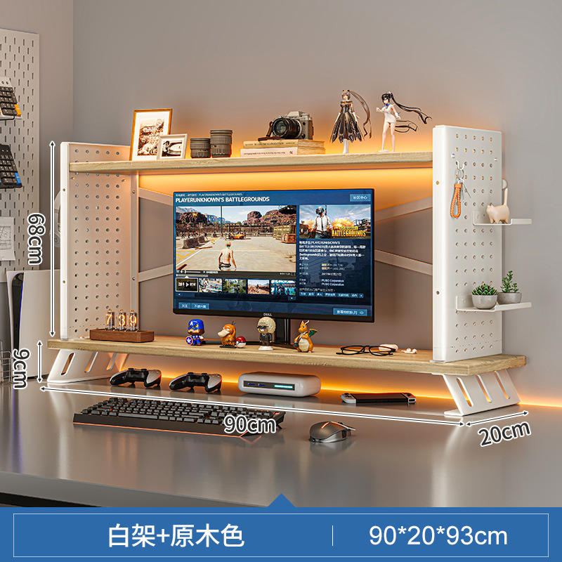Estante de escritorio, tablero de agujero de escritorio, estante de almacenamiento multicapa, estante de escritorio para el hogar, estante de aumento de computadora simple moderno
