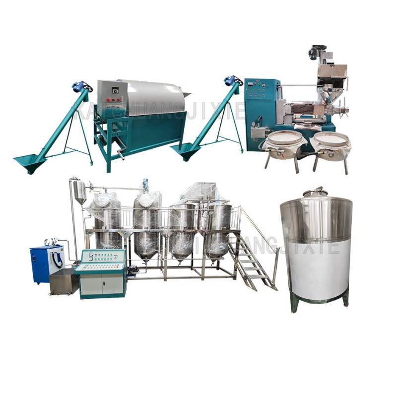 全自动葵花籽压榨油生产线大豆油亚麻籽榨油精炼全套油脂加工设备