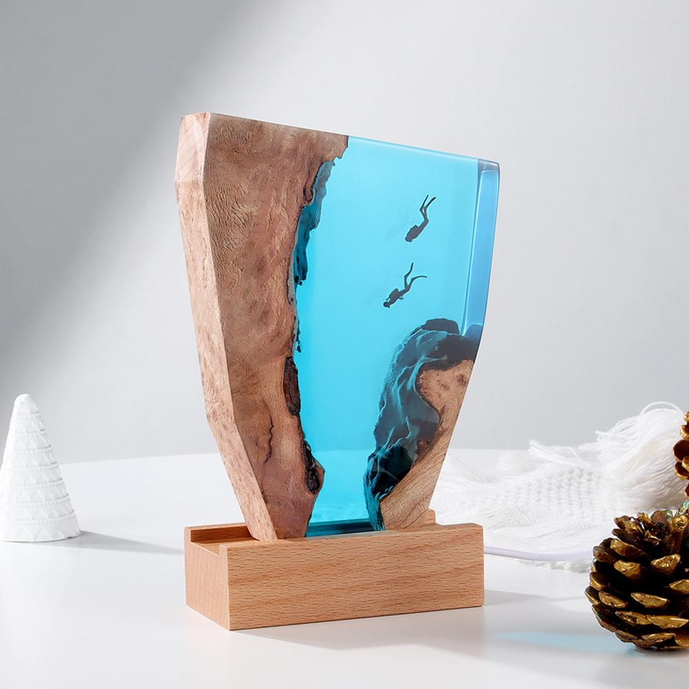 Diver Night Lights Scuba Diving Deep Sea Exploration Wooden Lights Free Diving Unique Decorative Gift Christmas Gift