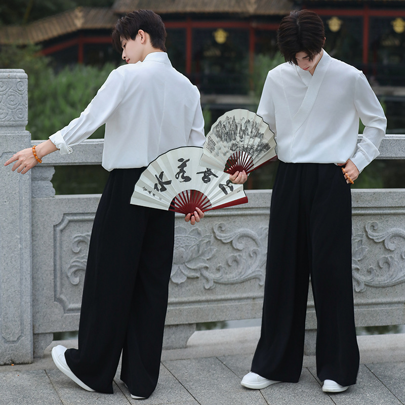 中国风汉元素宋裤改良新概念宽松阔腿长裤 男女同款春秋