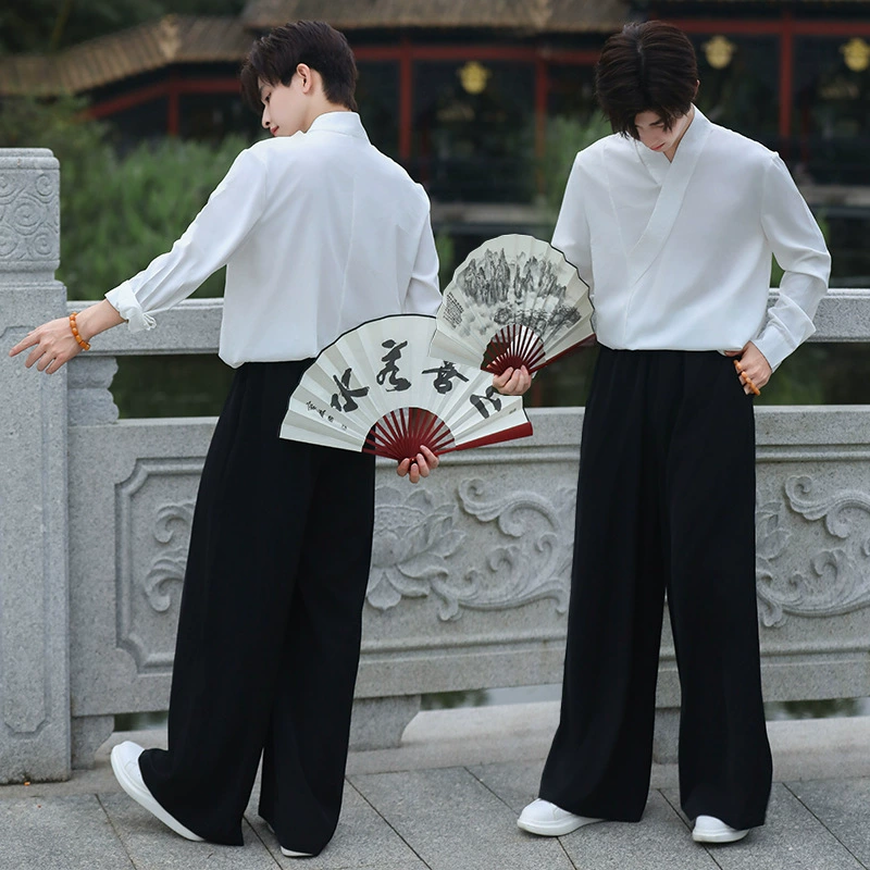 Китайский стиль и китайский элемент песни брюки улучшены, новая концепция свободные широкие брюки для мужчин и женщин