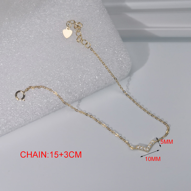 4g Weight 14K Gold Plated, White Gold Plated Plating Material 925 Sterling Silver Pendant Material Rhinestones Inlay Material Bracelets Classification 925 sterling silver Chain Material 1 Piece 925 Sterling Silver V-Shaped Geometric Rhinestones 14K Gold Plated White Gold Plated 925 Sterling Silver Bracelets