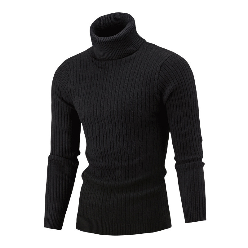 2022 invierno Comercio exterior turtleneck Twist manga larga casual de los hombres de cuello alto de punto de los hombres camisa de fondo de Europa y América Amazon