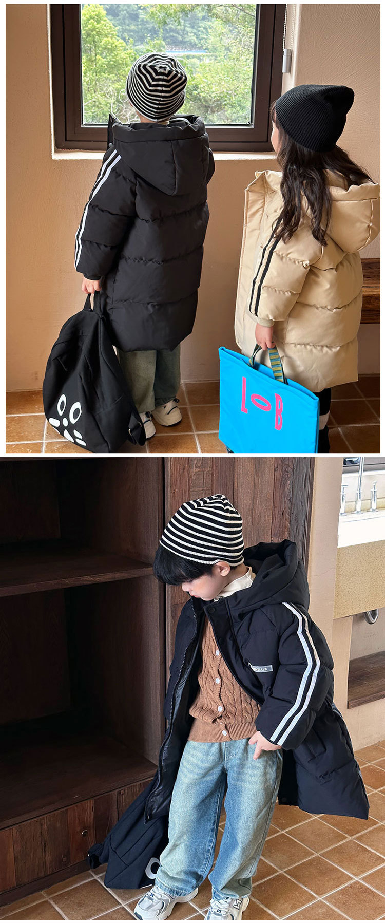 Nuovi vestiti invernali in piumino di cotone per ragazzi e ragazze, lunghi e ispessiti, per bambini di taglia media e grande_voghion.com