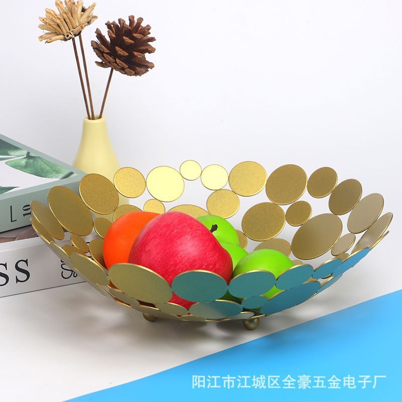 Nordic plato de fruta de hierro redondo sala de estar cesta de frutas merienda cesta de almacenamiento cuenca de frutas cesta de frutas redonda