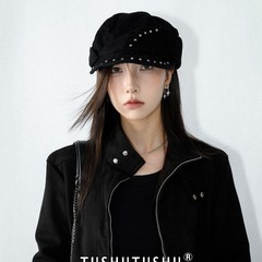 英伦复古铆钉～不规则设计贝雷帽子女秋冬时髦百搭画家帽报童帽