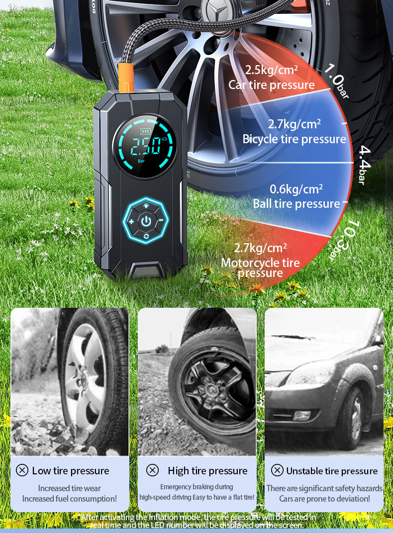 【Ys01】Cross-Border Car Air Pump, Wireless Portable 12V High-Power High-Pressure Automatic Inflator for Vehicles