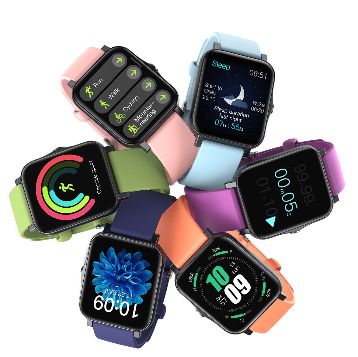 深圳智能手表廠家批發(fā)適用蘋果手表硅膠tpu表帶防水高清運動手環(huán)