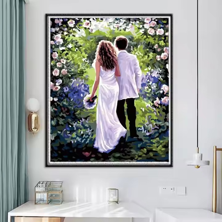 Pintura al óleo digital DIY paisaje floral pintada a mano pintada al óleo pintada decoración de la sala de estar pintada colgante de alta calidad pintura descomprimida image 17