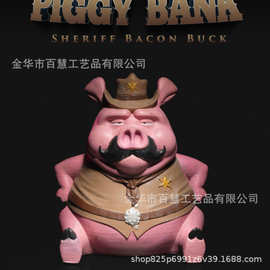 跨境新品搞怪牛仔小猪存钱罐