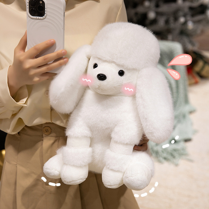 Cute juguete de peluche Poodle simulación de perro muñeca Poodle tela muñeca regalo de cumpleaños de San Valentín