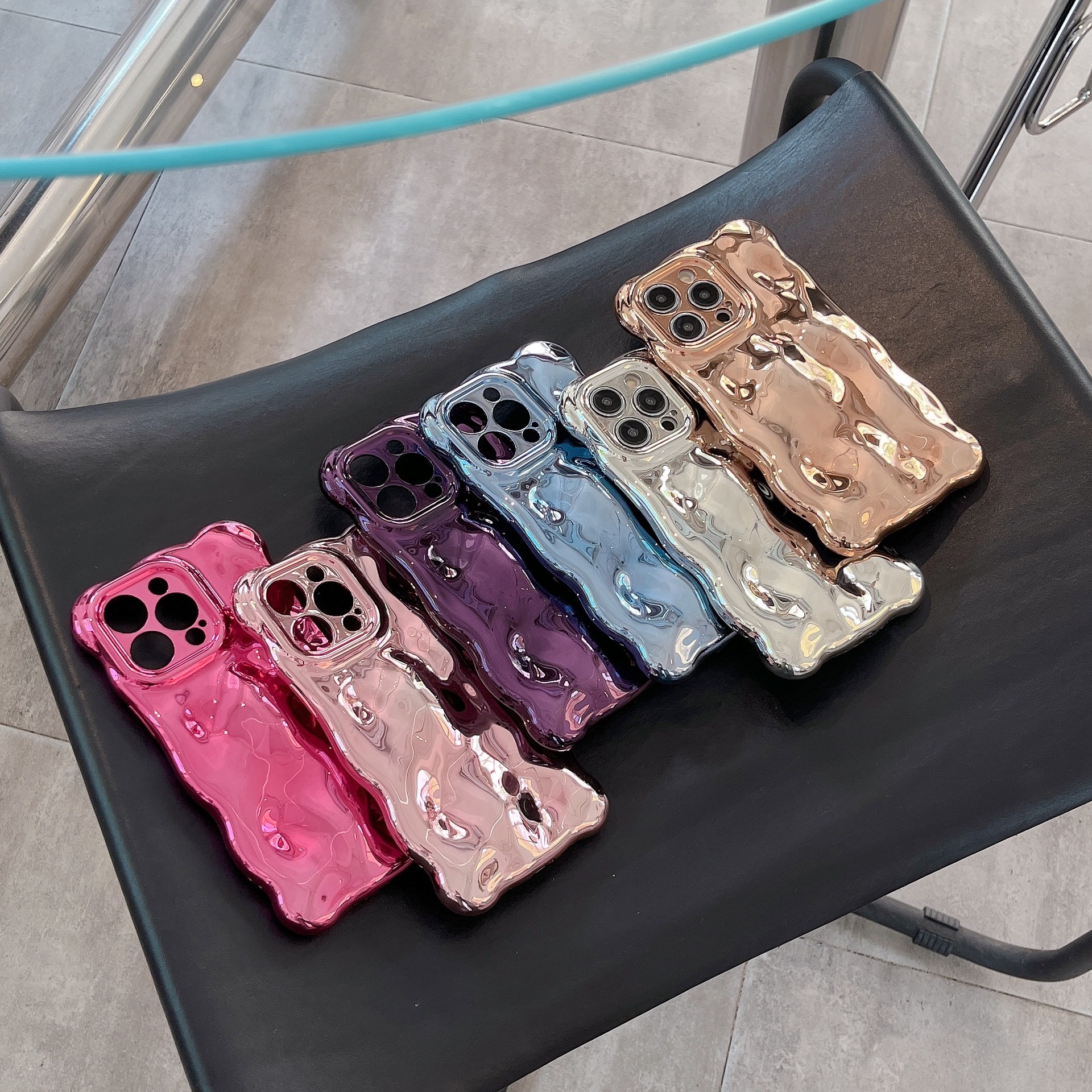 Solid Color Electroplated Bubble Case Suitable For 16 Pro Max, 15 Wave Design, IPhone 14/13 With A Premium Feel_voghion.com