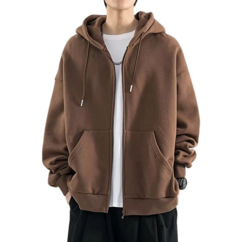 Hooded Sweatshirt Jacket, American Style, Autumn, Multiple Colors & Fleece Options