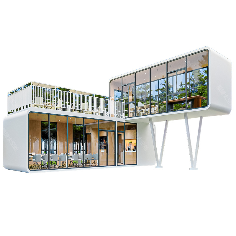 Rongjie exporta cápsula espacial inteligente habitación móvil área escénica B & B solárium camping hotel de dos pisos fabricante de cápsulas de Apple