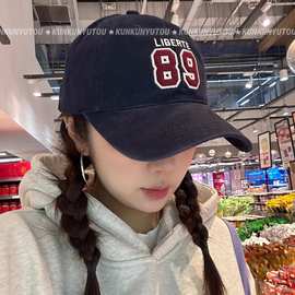 啵啵鱼头 数字89贴布刺绣软顶棒球帽时尚复古街头潮流美式鸭舌帽