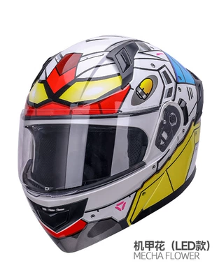 safety helmet, Motosiklet kaskı (dəbilqə) - f888-mech-flower-led-version-white-light-m-recommended-head-circumference-57-58-cm