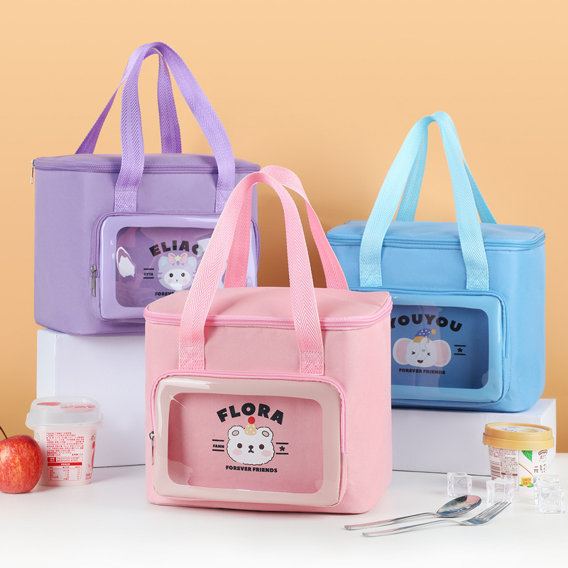 New Square Lunch Bag for Students, Office Workers, and Commuters, Two-Dimensional Pain Bag, Large-Capacity Lunch Box Bag