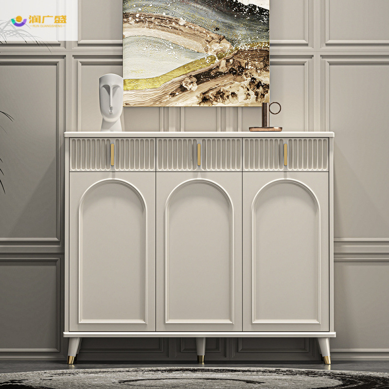 Run Guangsheng French-Style Cream Color 2026 New Popular Shoe Cabinet for Home Entrance, Large Capacity Entryway Cabinet, Light Luxury Cabinet