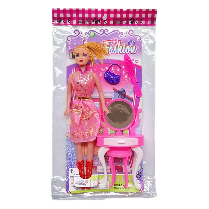 Venta al por mayor en bolsas tablero de tarjeta Yi Tian Barbie muñeca niña juguete tocador Mesa niños regalo puesto transfronterizo