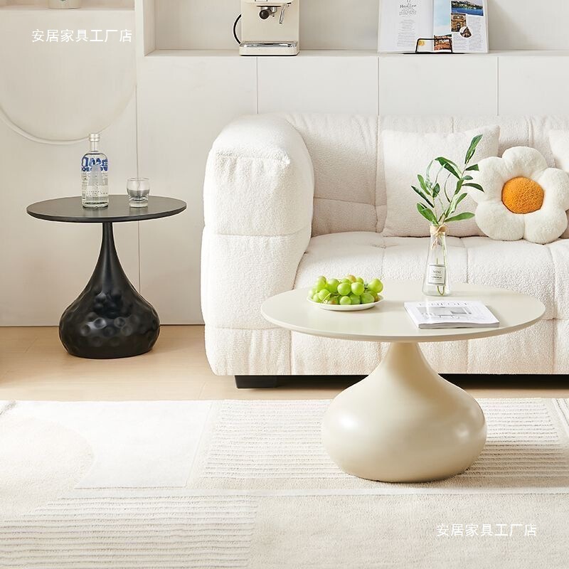 北欧奶油风茶几客厅家用设计师同款全套简约现代网红爆款圆形茶几|undefined
