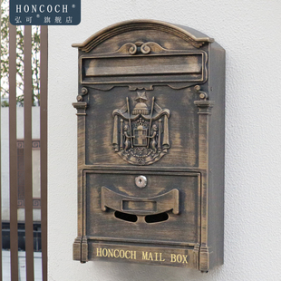 European Style Villa Letter Box with Lock Mailbox Outdoor Waterproof Wall-Mounted Mailbox Opinion Box Creative Retro Mailbox Wholesale