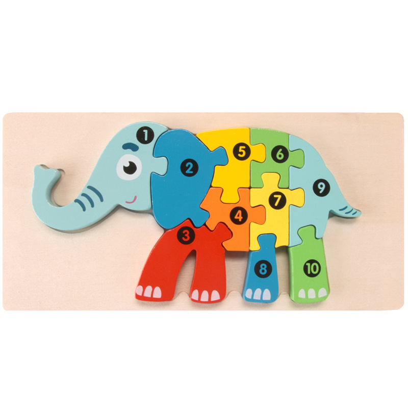 CPC niños pequeños animales de madera tráfico cognitivo rompecabezas de inteligencia de bebés educación temprana rompecabezas tridimensional juguetes de bloques de construcción image 16