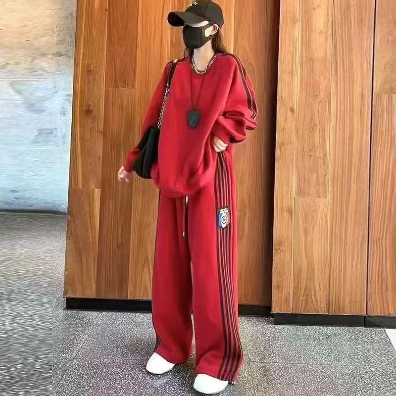 New Sports Suit Women Spring And Autumn Students Korean Version Loose Slimming Fashion Round Neck Sweatshirt Trousers_ecoleips.com