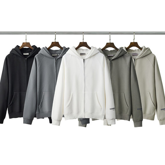FEAROFGOD double thread ESSENTIALS zipper coat High Street sweater long sleeve hoodie men's and women's FOG style