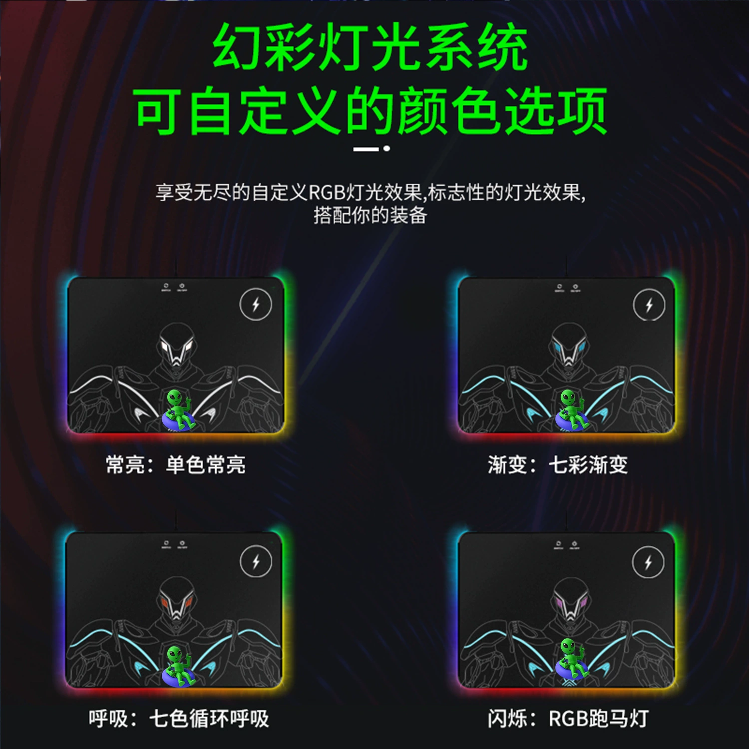 RGB светящаяся коврик для мыши 15W беспроводная зарядка игровой прочный акриловый э-спорт пользователь специальная подкладка водостойкая и нескользящая