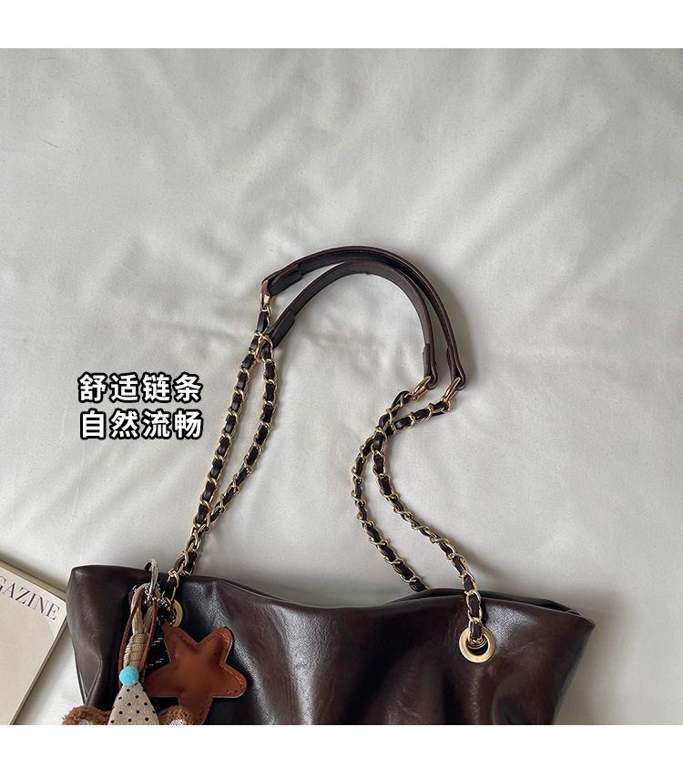 Túi tote nữ cao cấp chất liệu PU sang trọng, thiết kế tối giản dễ phối đồ, đeo vai hoặc xách tay, dung tích lớn — Màu be không kèm phụ kiện, Màu hồng không kèm phụ kiện, Màu nâu không kèm phụ kiện, Màu đen không kèm phụ kiện chi tiết 6
