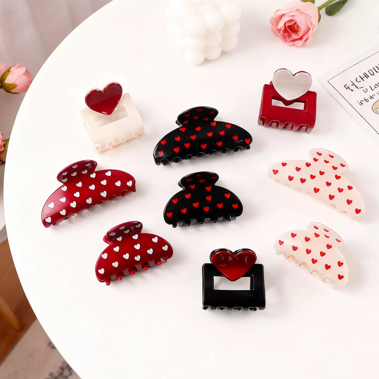 戈蕾思饰品情人节爱心发夹女高级感后脑勺盘发发夹鲨鱼夹百搭发饰