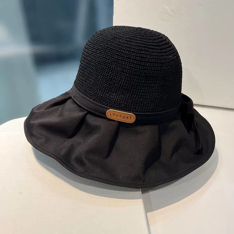Дышащая весенняя-летняя путешественнская шляпа с солнечной батареей и бантиком, солнцезащита, корейский стиль