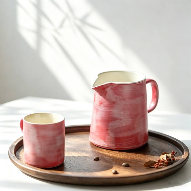 「New」Sakura Pink Coffee Sharing Pot Original Mineral Hand-Painted Glaze Uniform Cup Pottery Artist Handmade Utensils