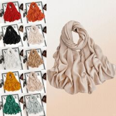 2025 新ソリッドカラー模造綿とリネンガーゼスカーフ模造パールシフォンロングスカーフモノクロマレーシア女性スカーフスカーフ