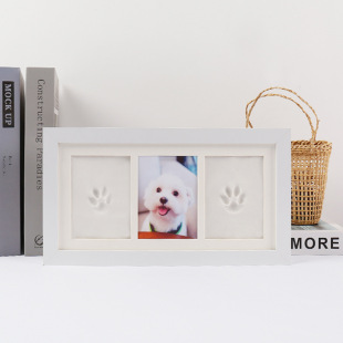 Pet Ink Pad Photo Frame Paw Print Commemorative Cat Palm Print Dog Footprint Collection Clay Wood Photo Frame diy