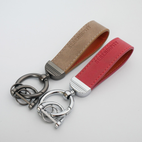 Cross-border creative leather car keychain pendant motorcycle and motorcycle keychain metal accessories can be printed