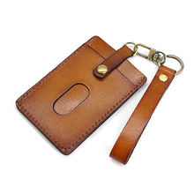 证件卡套原创头层牛皮工作牌真皮复古学生证挂脖绳胸卡门禁卡厂牌