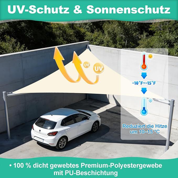 Household Triangular Rainproof Sunshade Sail, Yard Patio Sunshade Canopy, Tear-Resistant Outdoor Tarpaulin