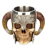 Creative Skeleton Knights Sheep Horn Cup Cross -Overseas Trade Shuangyangjiao Stainless Steel Drinking Water Cup Office Water Cup