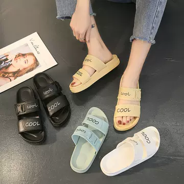 Slippers Female Summer New Korean Students Thick Soled Slippers Wear Fashion Letters Beach Sandals - ShopShipShake