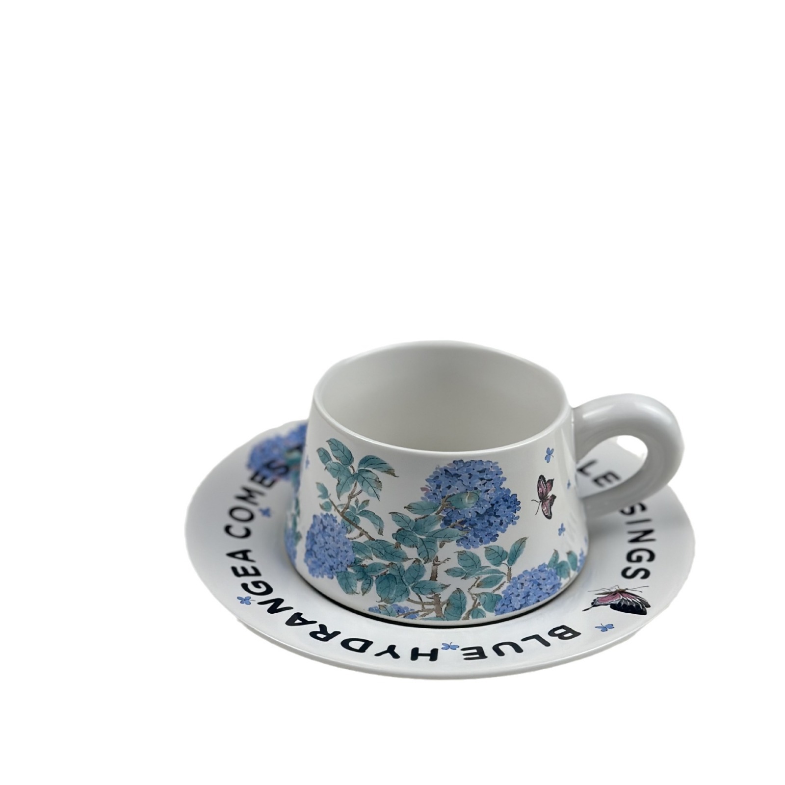 Tazas de hortenida de verano sin fin, tazas de café, platos de regalo de mano francesa, diseñador de flores retro, tazas de marca originales