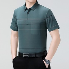 夏季专柜百搭男装T恤短袖桑蚕丝商务休闲韩版中年POIO衫男士上衣