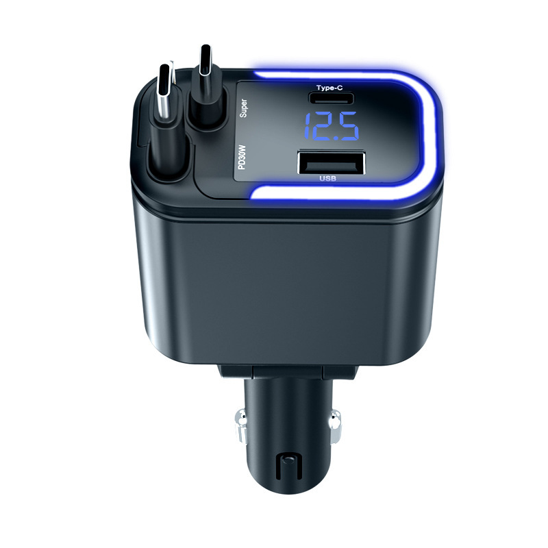 多機能 1 ～ 4 デュアル伸縮コード雰囲気ランプマルチプロトコル 180W 急速充電車の充電器ポータブル|undefined